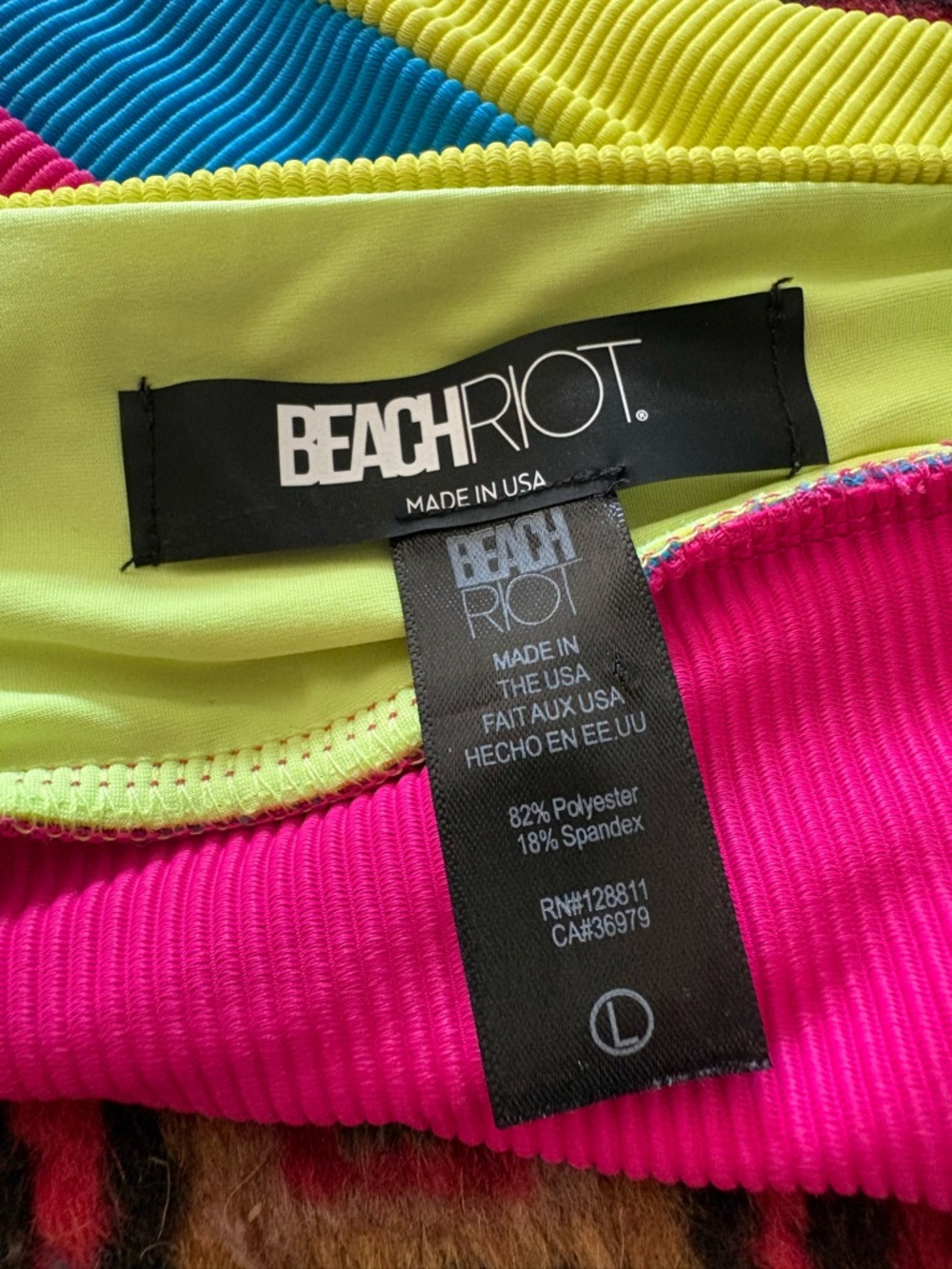 Beach Riot Heidi Two-Piece Bikini neon yellow Pink Aqua size large - Picture 8 of 10